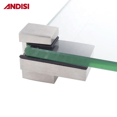 OEM Zinklegionsstahl Einstellbare Höhe 0-22mm Wandmontage Winkelglas zu Glasregal Halterung Glasklemme