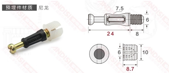 Home Office Schrankanschluss 3 in 1 Mini Fix Screw Cam Lock mit Zinklegierung Nuss