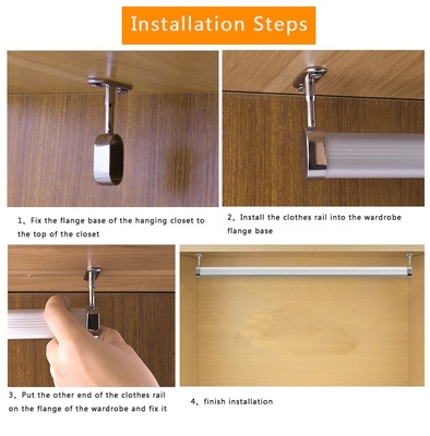 Postverpackung Zinklegierung Schrank Hanger Stange Rohrhalter für Garderobe Rohr Ende Unterstützung
