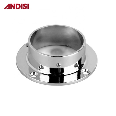 Chromplattierte 50 mm Durchmesser Kleidung Hängende Schiene Rundrohrhalter Schrank Stange Stütze Stahlflanzen für Kleiderschrank