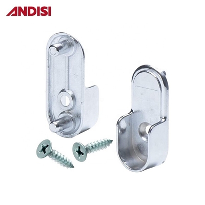 Chromplattierte ovale Rohrhänger für 44 mm Länge Garderobe Kleidung Hängende Stange Schienenhalter