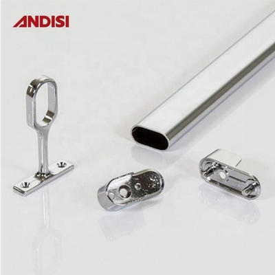 Chromplattierte ovale Rohrhänger für 44 mm Länge Garderobe Kleidung Hängende Stange Schienenhalter