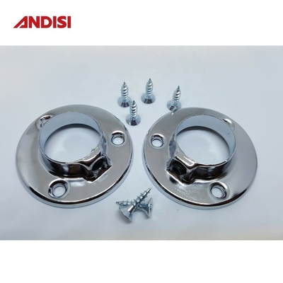 Modernes Design Zinklegierung D25 Runder Schrank Stange Halter für Chrom beschichtet Garderobe Tube